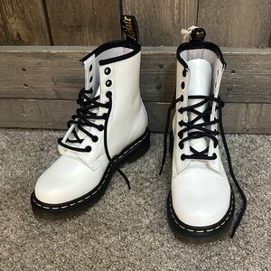 Dr. Martens 1460 White Smooth Leather Lace Up Boots | Women's Size 5